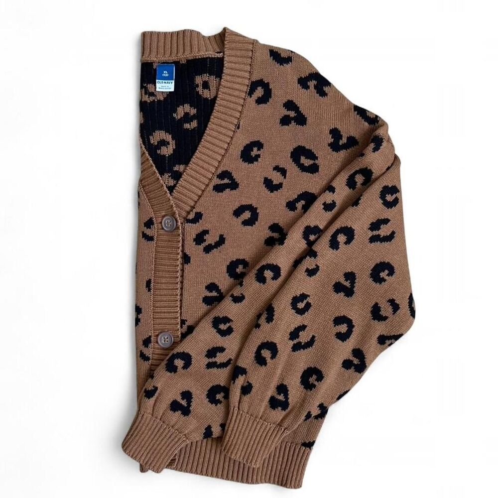 Leopard Print Cardigan Sweater XL